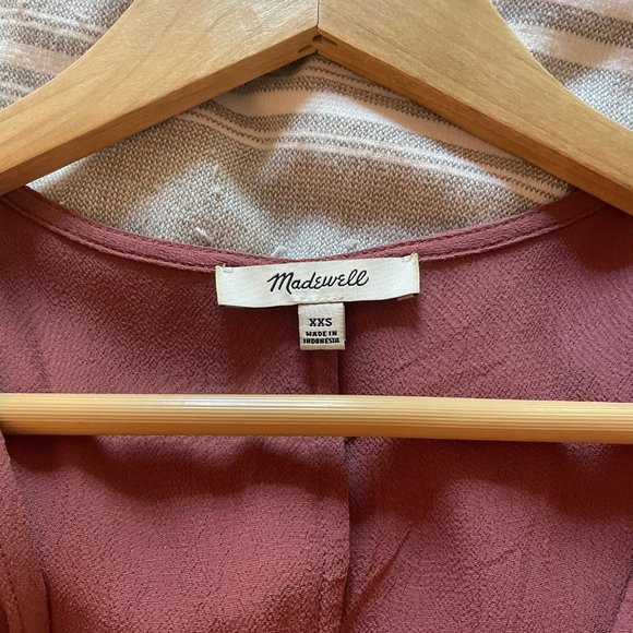 XXS Madewell Button Front V Neck Shift Dress - Picture 4 of 8